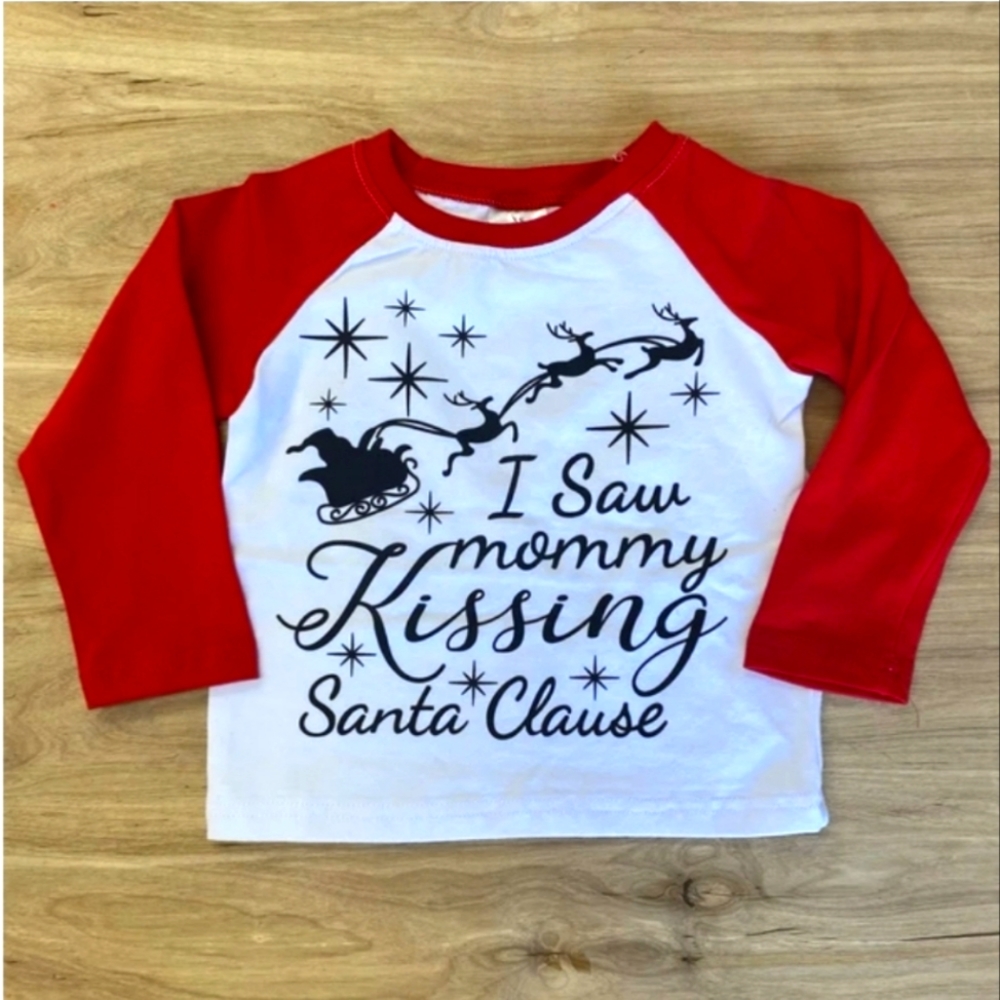 5/25 Boutique kids T shirt I saw mommy kissing Santa claus long sleeve shirt NEW